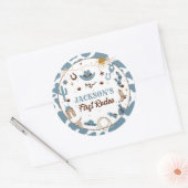 Westerne eerste Rodeo Boy 1st Birthday Blue Ronde Sticker (Envelop)