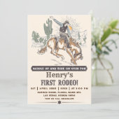 Westerne eerste Rodeo Cowboy 1e Verjaardag Kaart (Staand voorkant)