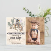 Westerne eerste Rodeo Cowboy 1e Verjaardagsfoto Kaart (Staand voorkant)