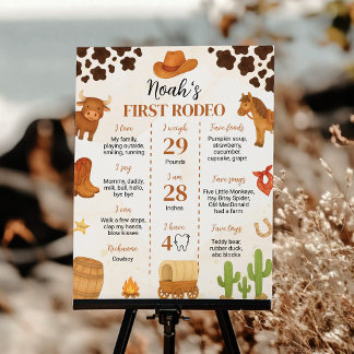 Westerne eerste Rodeo Cowboy Verjaardag Mijlpaal Poster