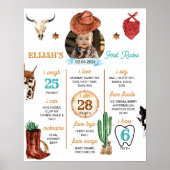 Westerne eerste Rodeo Cowboy Verjaardag Mijlpaal t Poster (Voorkant)