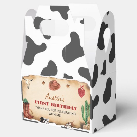 Westerne eerste Rodeo Cowboy verjaardagsgunst box Bedankdoosjes (Geopend)