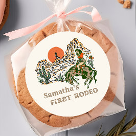 Westerne eerste Rodeo Cowgirl 1e verjaardag Sticke Ronde Sticker