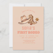 Westerne eerste Rodeo Cowgirl roze verjaardagsfees Kaart (Voorkant)