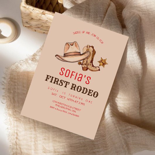 Westerne eerste Rodeo Cowgirl verjaardagsfeestje Kaart