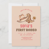 Westerne eerste Rodeo Cowgirl verjaardagsfeestje Kaart (Voorkant)