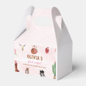 Westerne eerste rodeo cowgirl verjaardagsgunst box bedankdoosjes (Achterkant)