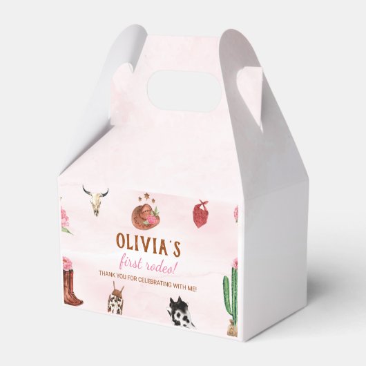Westerne eerste rodeo cowgirl verjaardagsgunst box bedankdoosjes (Achterkant)