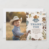 Westerne eerste Rodeo jongen verjaardagsfoto bedan Kaart (Voorkant)