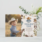 Westerne eerste Rodeo jongen verjaardagsfoto bedan Kaart (Staand voorkant)