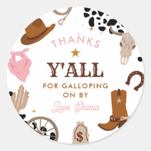 Westerne eerste rodeo meisje eerste verjaardag dan ronde sticker