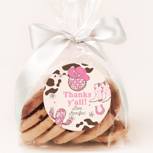 Westerne eerste Rodeo meisje roze Bedankt yall ver Ronde Sticker