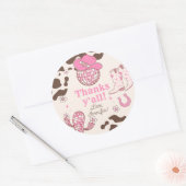 Westerne eerste Rodeo meisje roze Bedankt yall ver Ronde Sticker (Envelop)