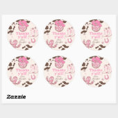 Westerne eerste Rodeo meisje roze Bedankt yall ver Ronde Sticker (Vel)