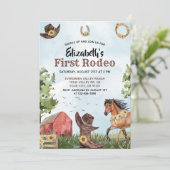 Westerne eerste Rodeo paardenstal 1e verjaardagsfe Kaart (Staand voorkant)