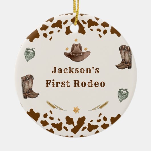 Westerne eerste Rodeo Party Keramisch Ornament (Voorkant)