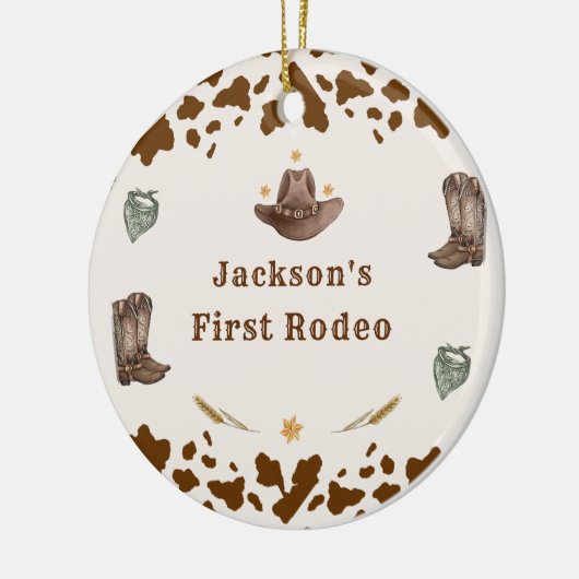 Westerne eerste Rodeo Party Keramisch Ornament (Links)