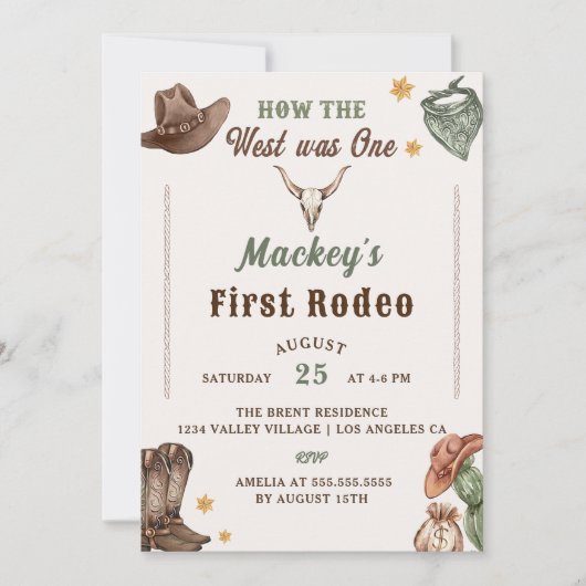 Westerne eerste Rodeo rustieke 1e verjaardagsfeest Kaart (Voorkant)