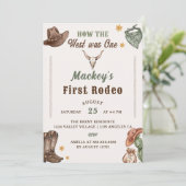 Westerne eerste Rodeo rustieke 1e verjaardagsfeest Kaart (Staand voorkant)