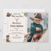 Westerne eerste Rodeo rustieke verjaardagsfeestfot Kaart (Voorkant)