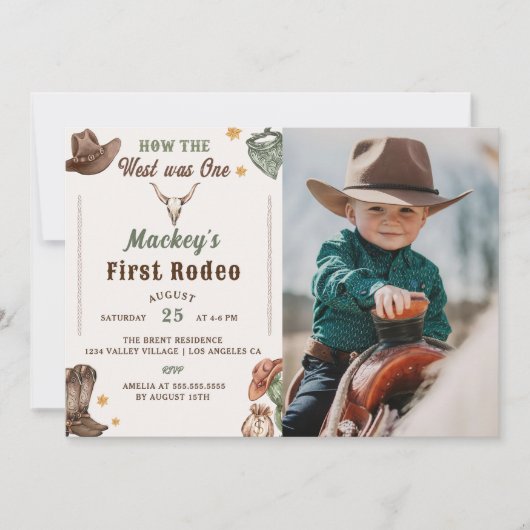 Westerne eerste Rodeo rustieke verjaardagsfeestfot Kaart (Voorkant)