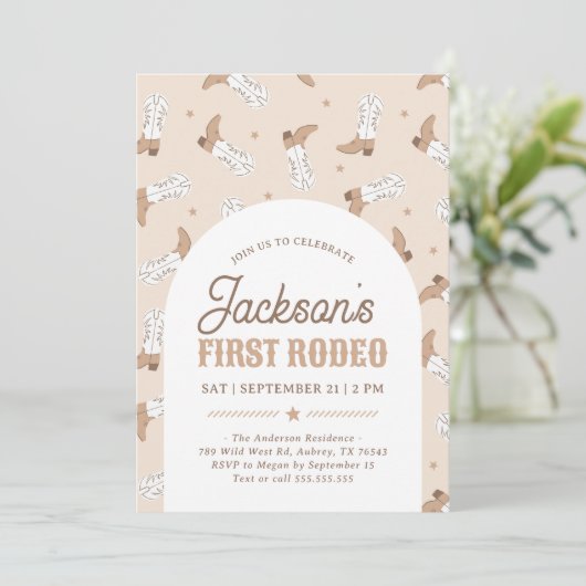 Westerne eerste Rodeo Verjaardag Kaart (Staand voorkant)