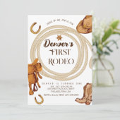 Westerne eerste Rodeo Verjaardag Nodig Genderneutr Kaart (Staand voorkant)