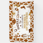 Westerne eerste Rodeo verjaardagsbanner Spandoek (Verticaal)