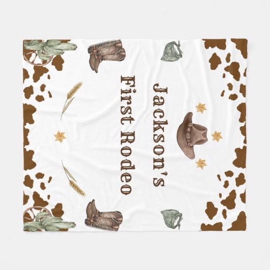 Westerne eerste Rodeo verjaardagsfeestje Fleece Deken (Voorkant (Horizontaal))