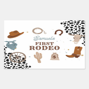 Westerne eerste rodeo wild west boy eerste verjaar rechthoekige sticker