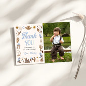 Westerne eerste Rodeo Wild West Cowboy Blue Verjaa Bedankkaart