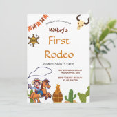 Westerne eerste Rodeo Wild West Cowboy Blue Verjaa Kaart (Staand voorkant)