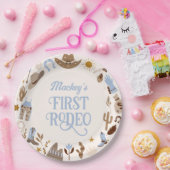 Westerne eerste Rodeo Wild West Cowboy Blue Verjaa Papieren Bordje (Feest)