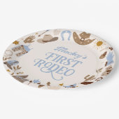 Westerne eerste Rodeo Wild West Cowboy Blue Verjaa Papieren Bordje (Gekanteld)