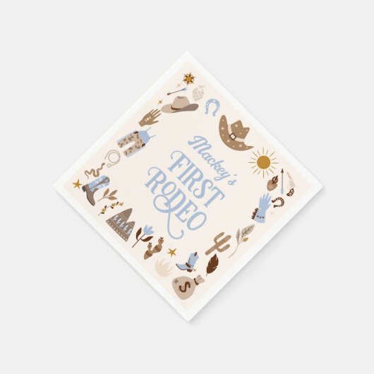 Westerne eerste Rodeo Wild West Cowboy Blue Verjaa Servet (Hoek)