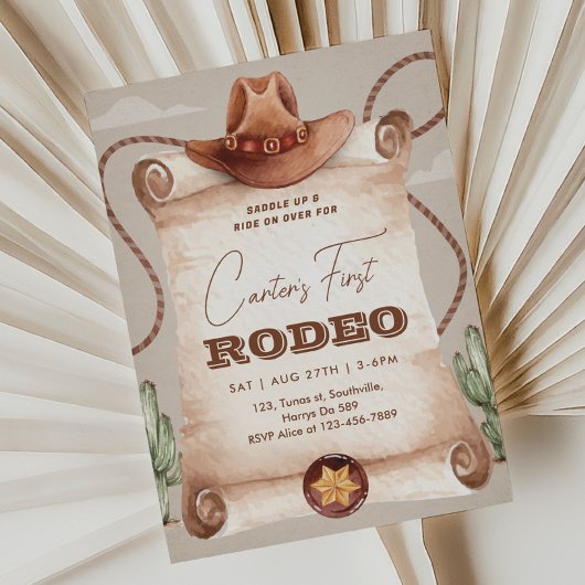 Westerne eerste Rodeo Wild West Cowboy Brown Kaart