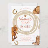 Westerne eerste Rodeo Wild West Cowboy roze Verjaa Kaart (Voorkant)