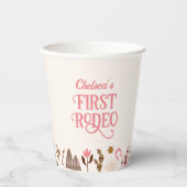 Westerne eerste Rodeo Wild West Cowboy roze Verjaa Papieren Bekers (Voorkant)
