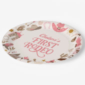 Westerne eerste Rodeo Wild West Cowboy roze Verjaa Papieren Bordje (Gekanteld)