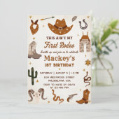 Westerne eerste Rodeo Wild West Cowboy Verjaardag Kaart (Staand voorkant)