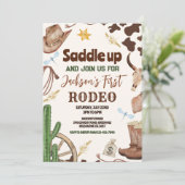 Westerne eerste Rodeo Wild West Cowboy Verjaardag Kaart (Staand voorkant)