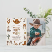 Westerne eerste Rodeo Wild West Cowboy Verjaardag Kaart (Staand voorkant)