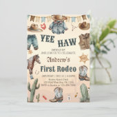 Westerne eerste Rodeo Wild West Cowboy Verjaardag Kaart (Staand voorkant)