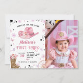 Westerne eerste rodeo wild west cowgirl verjaardag kaart (Voorkant)