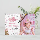 Westerne eerste rodeo wild west cowgirl verjaardag kaart (Staand voorkant)