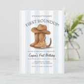 Westerne eerste verjaardag | cowboy | Eerste ronde Kaart (Staand voorkant)