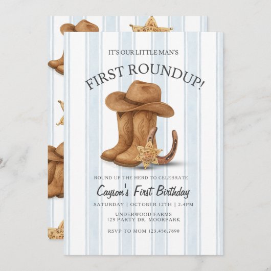 Westerne eerste verjaardag | cowboy | Eerste ronde Kaart (Voorkant / Achterkant)