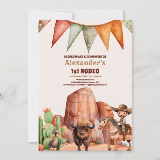 Westerne eerste verjaardag Rodeo Baby Boy Kaart (Voorkant)