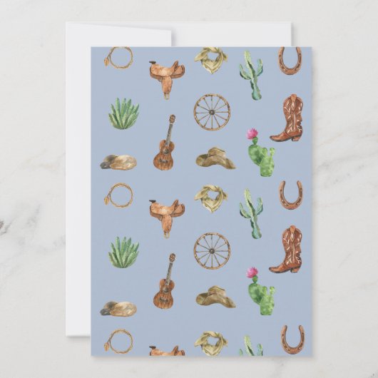 Westerne eerste verjaardag Rodeo Baby Boy Uitnodig Kaart (Achterkant)