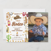 Westerne eerste verjaardag Rodeo Baby Foto Kaart (Voorkant)